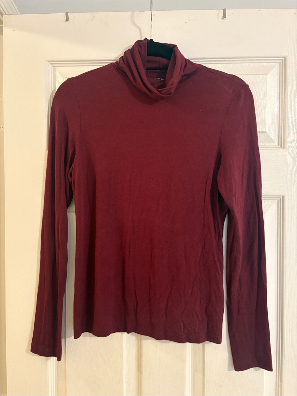 Lord & Taylor Burgundy Stretch Turtleneck Top